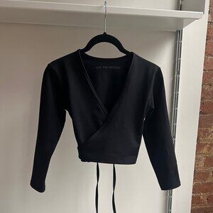 Live The Process Elegant Black Wrap Crop Top